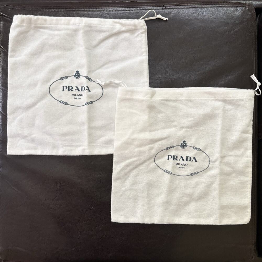 PRADA Milano Italy White Drawstring Closure Soft Dust Bag Approx 11"" x 11"